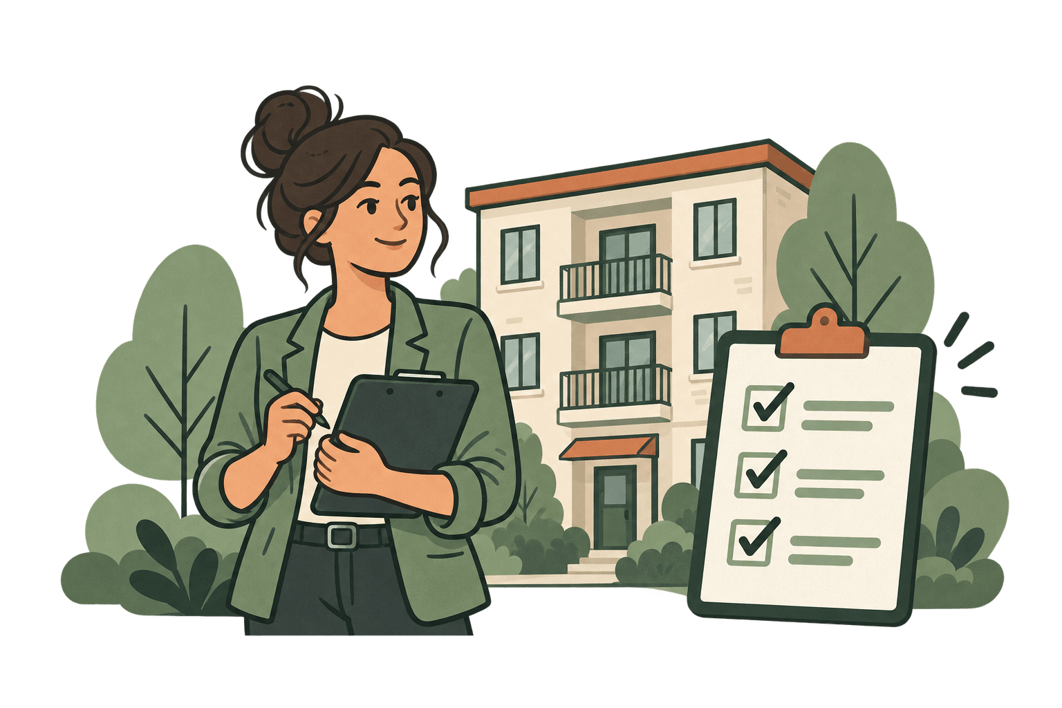 Property manager coordinating apartment maintenance